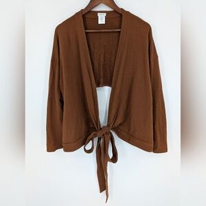 Cuyana Chestnut Brown French Terry Organic Cotton Wrap Cardigan XL Travel Comfy